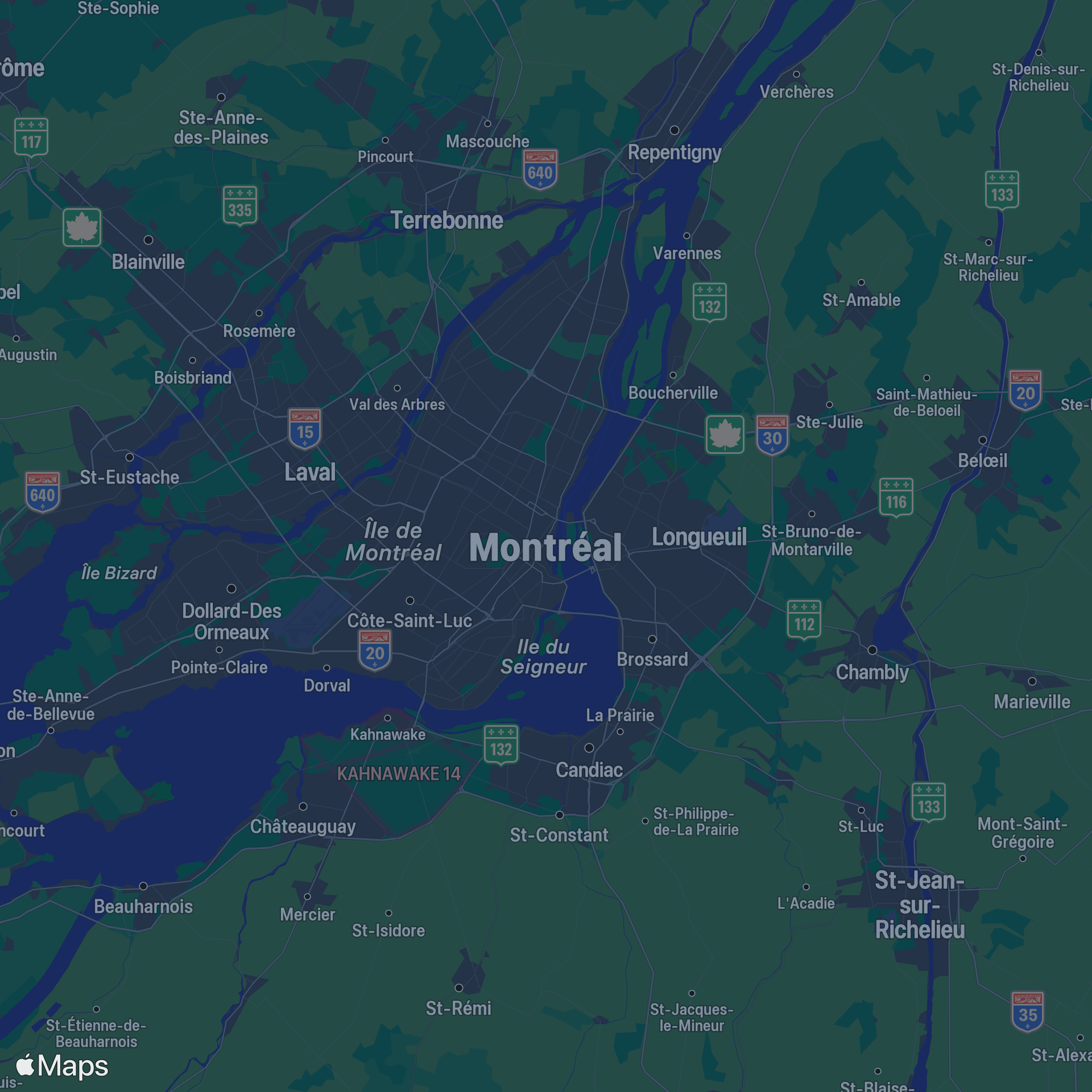 Map of montréal, québec, canada