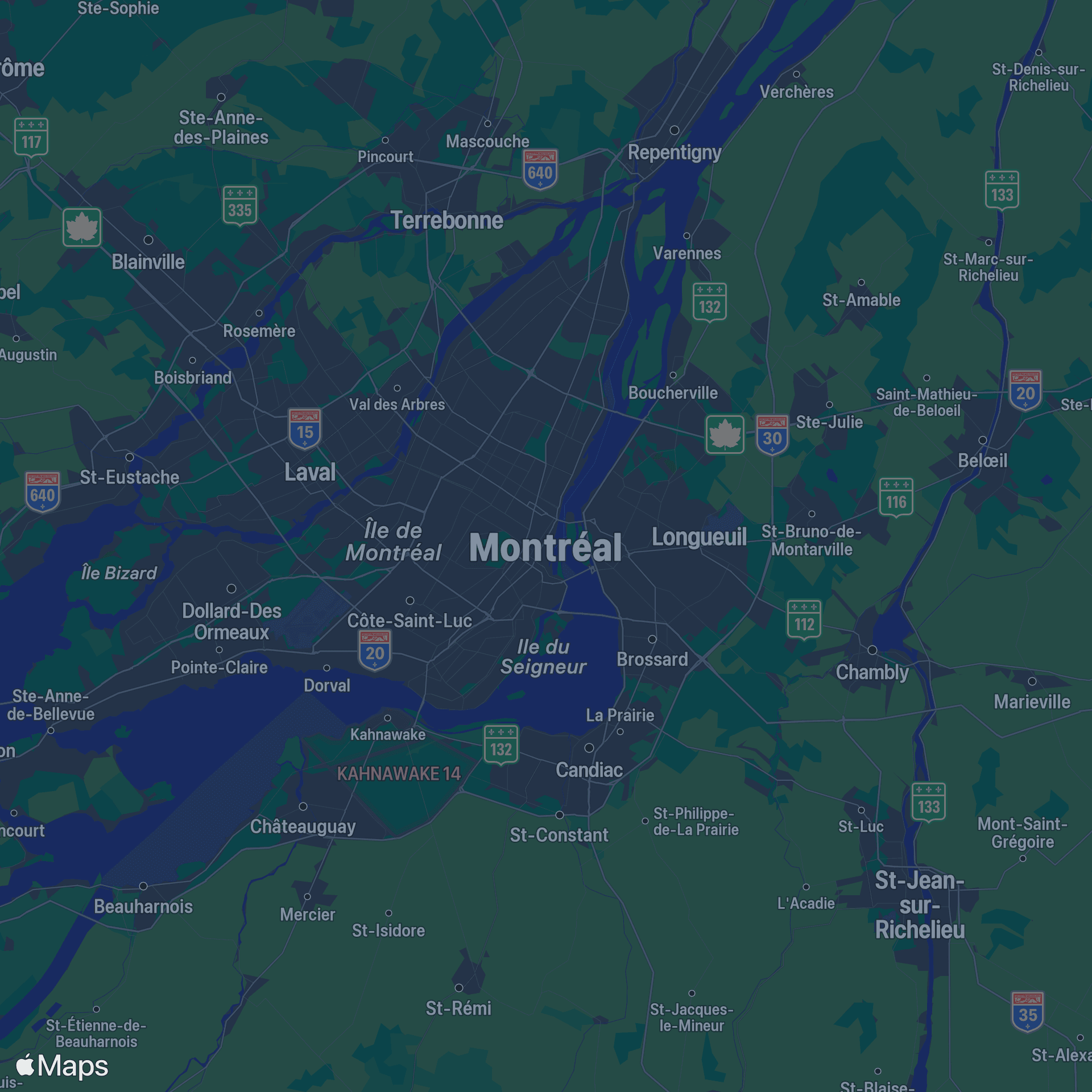 Map of montréal, québec, canada